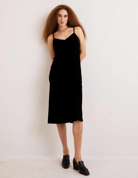 Velvet Slip Dress Black