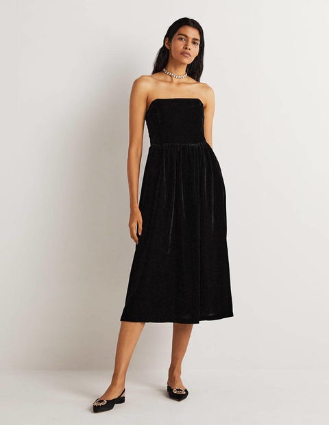 Strapless Velvet Dress - Black