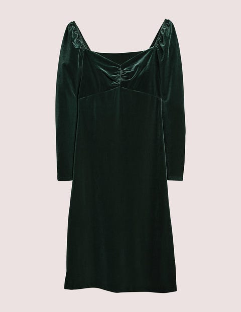 Green Velvet Sweetheart Midi Dress Damen Boden, Onyxgrün