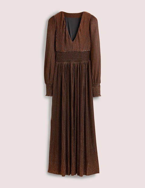 boden - Metallic Brown Jersey Maxi Dress Damen , Kupfer-Metallic
