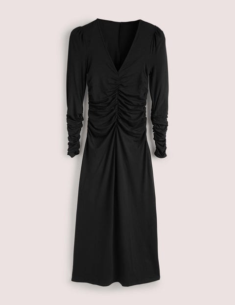 Ruched Jersey Midi Dress Black Women Boden