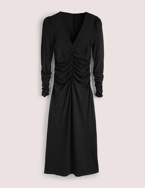 Gerafftes Midikleid aus Jersey Women Boden, Schwarz