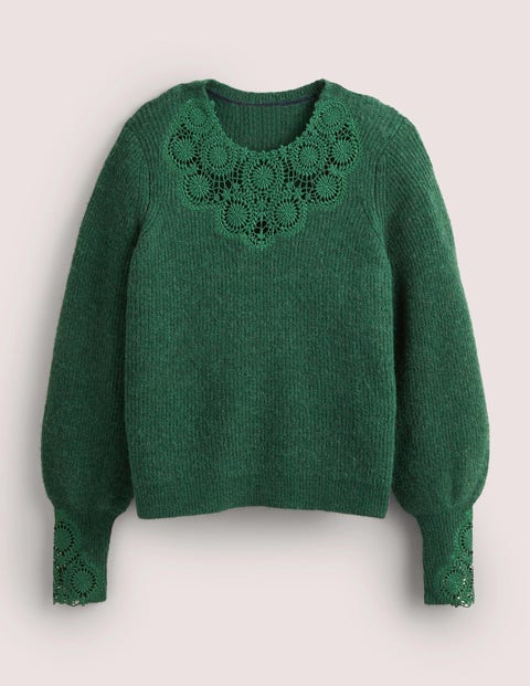 Fluffy green jumper hotsell