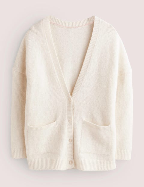 Long Fluffy Cardigan Ivory Women Boden