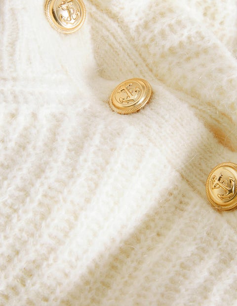Fluffy Ribbed Button Jumper - Warm Ivory | Boden UK