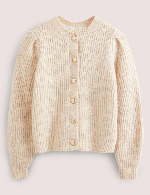 KNIT CARDIGAN WITH GOLDEN BUTTONS - Ecru