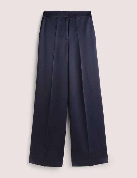 Satinhose mit weitem Bein Damen Boden, Navy, Satin