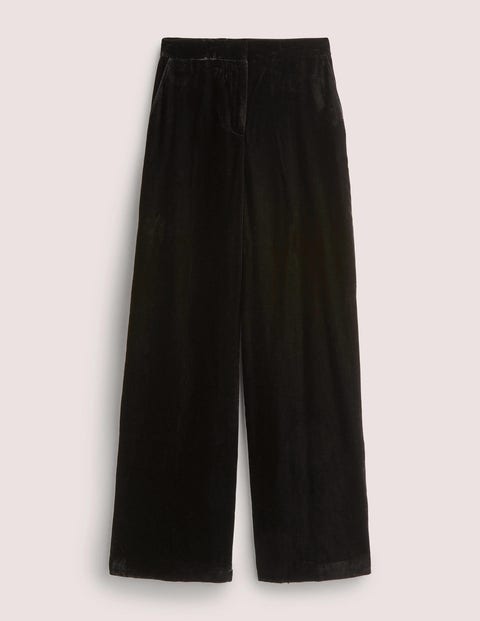 boden - Black Velvet Wide-Leg Trousers Damen , Schwarz, Samt