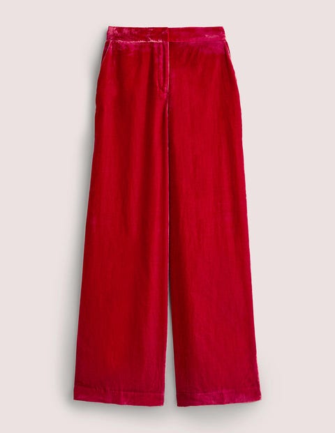 boden - Red Velvet Wide-Leg Trousers Damen , Samtrot