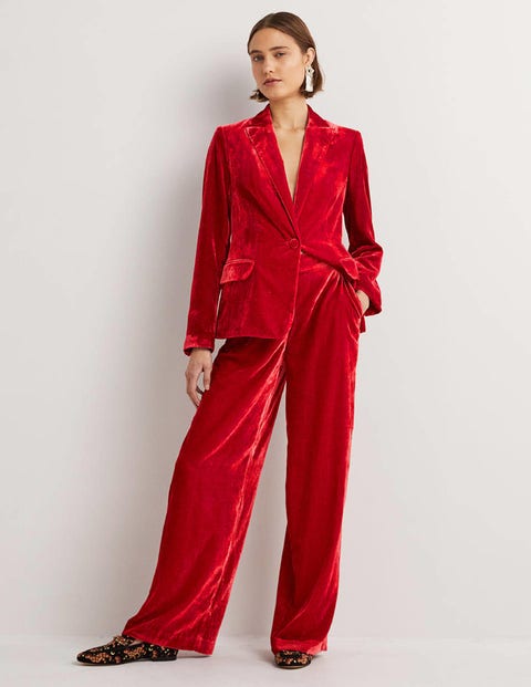 Red Velvet Wide-Leg Pants - Red Velvet