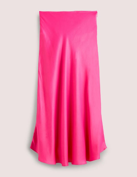 Pink Satin Bias-cut Midi Skirt Pink Women Boden
