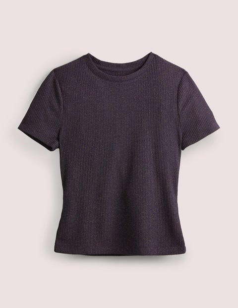 Sparkle Shrunken T-Shirt - Navy/Copper Sparkle | Boden US