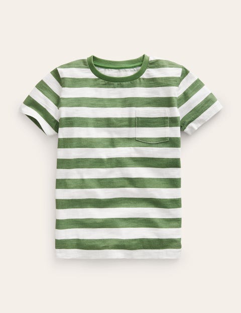 Striped Washed Slub T-shirt Green Girls Boden