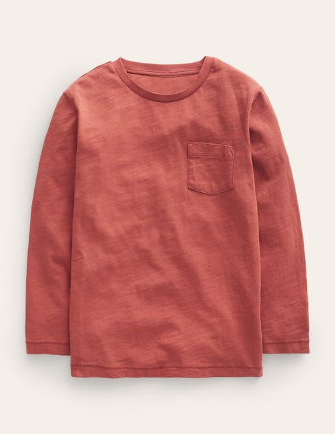 Mini Boden Kids' Long-sleeved Washed T-shirt Roasted Chestnut Brown Girls Boden