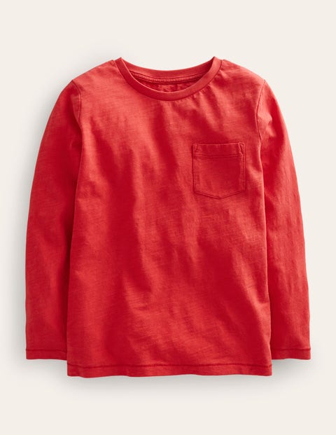 Long-sleeved Washed T-shirt Red Girls Boden