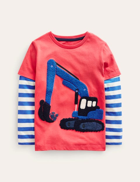 Mini Boden Kids' Boucle Mock Sleeve T-shirt Jam Digger Girls Boden