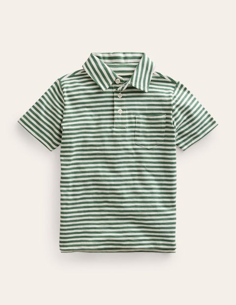 Striped Slubbed Polo Shirt Green Boys Boden