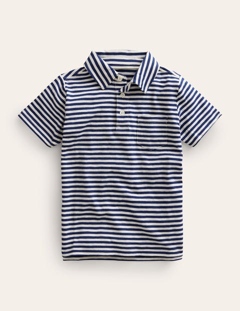 Striped Slubbed Polo Shirt Blue Boys Boden