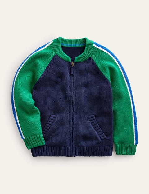 Zip Through Knitted Bomber Green Boys Boden