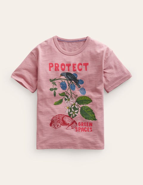 Eco-Print Relaxed T-Shirt Pink Girls Boden
