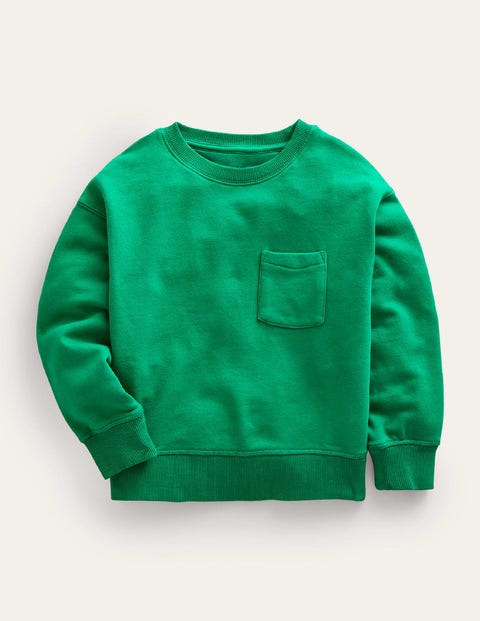 Stückgefärbtes Sweatshirt Mädchen Boden, Wiesengrün