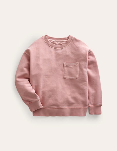 Stückgefärbtes Sweatshirt Mädchen Boden, Vintage Rosa