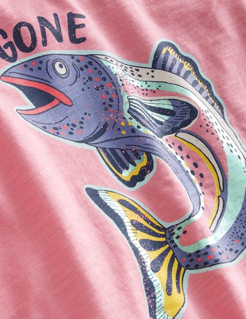 Metallic Fishing-Print T-Shirt - Carousel Pink