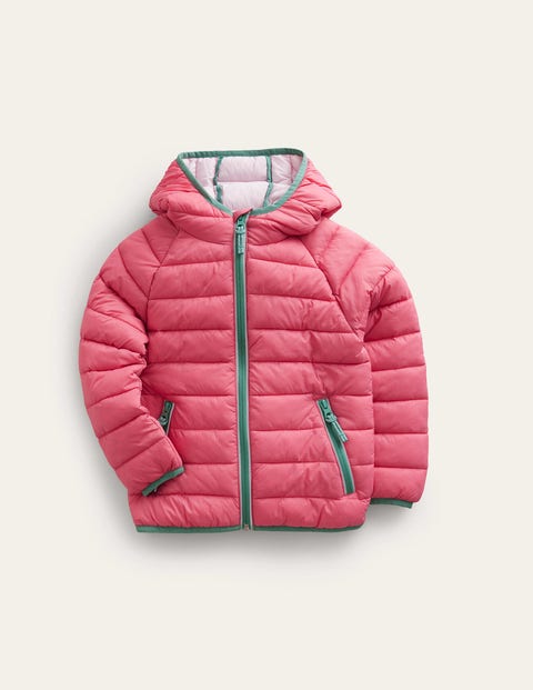 Longline Padded Jacket - Bright Pink Petal Apples, Boden US