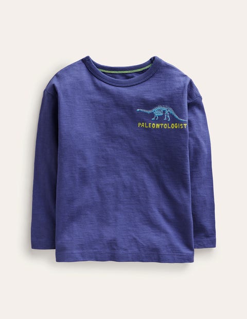 Mini Boden Kids' Fun Science Logo T-shirt Soft Starboard Blue Girls Boden
