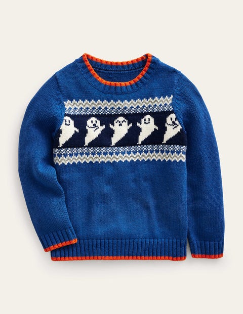 Halloween Fair Isle Jumper Blue Boys Boden