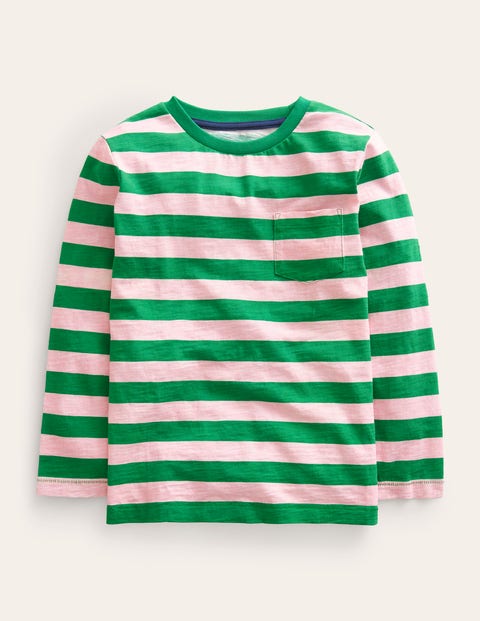 Long-sleeved Washed T-shirt Pink Girls Boden