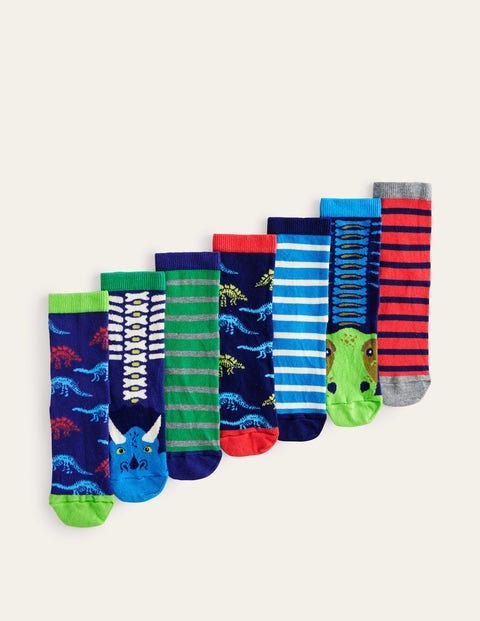 Boden Kids' Socks 7 Pack Dinosaurs Girls