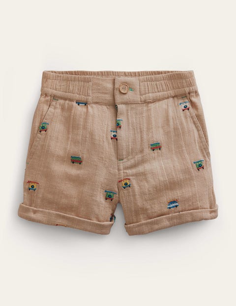 Smart Roll-Up Shorts Campervan Embroidery Boys Boden, Campervan Embroidery