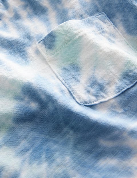 Printed Washed Slub T-shirt - Blue Tie Dye