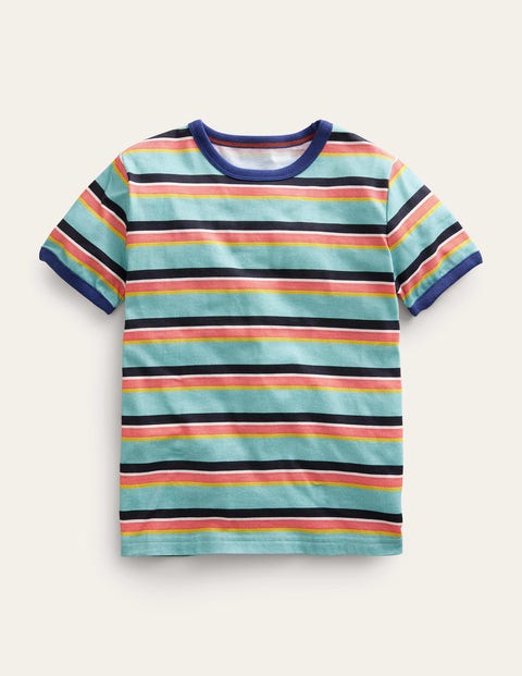 Retro Stripe Ringer T-shirt Blue Girls Boden