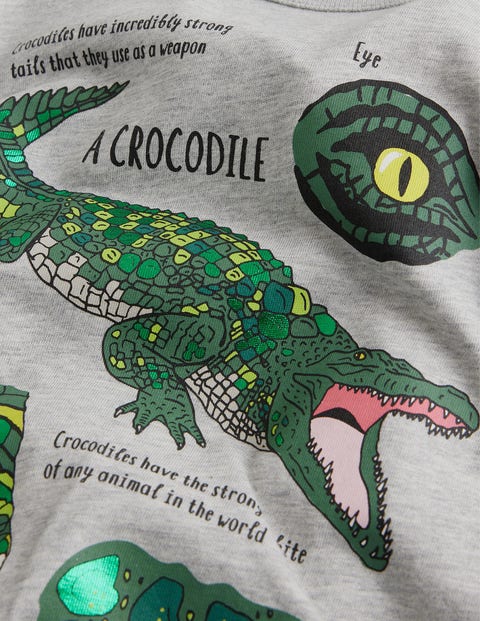 Crocodile T-shirt - Grey Marl Crocodiles | Boden US