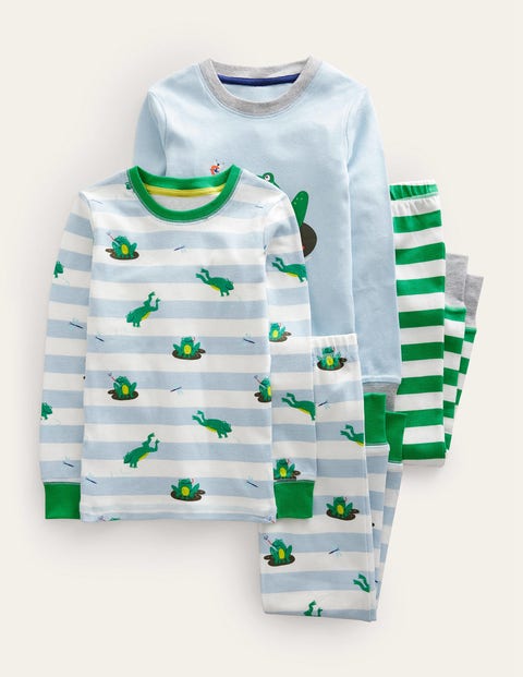 Snug Twin Pack Long Pyjamas Green Girls Boden