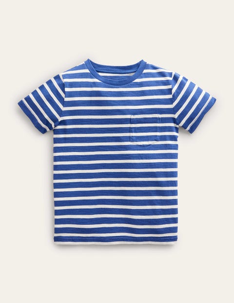 Striped Washed Slub T-shirt Blue Girls Boden