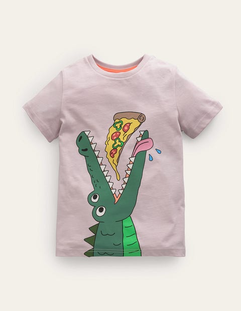 Funny Animal Logo T-shirt - French Pink Crocodile | Boden AU