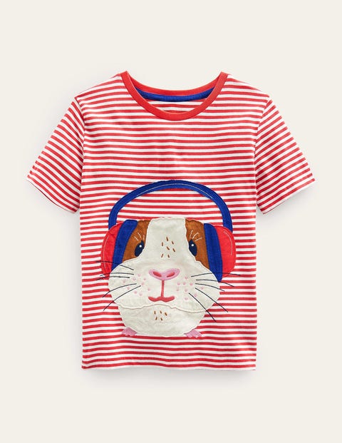 Funny Applique T-shirt Red Girls Boden