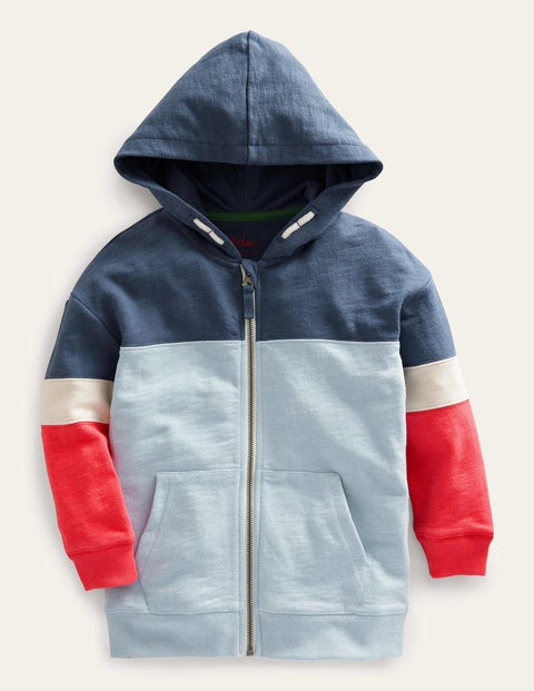 Colour Block Zip Hoodie Blue Girls Boden