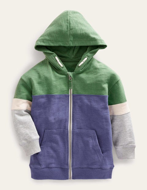 Colour Block Zip Hoodie Soft Starboard Girls Boden, Soft Starboard