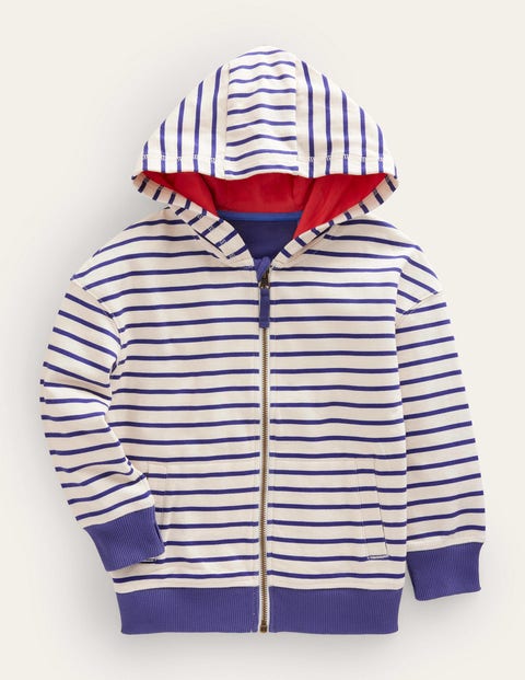 Jersey Stripy Hoodie Ivory Girls Boden