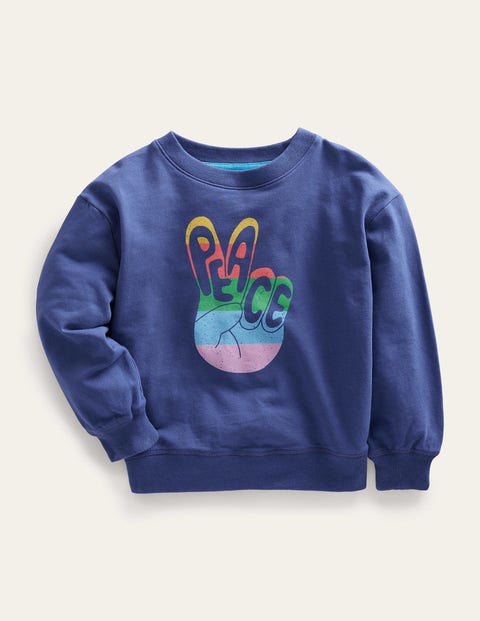 Peace Sweatshirt Blue Girls Boden