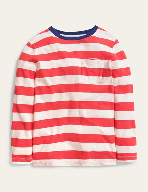 Long-sleeved Washed T-shirt Red Girls Boden