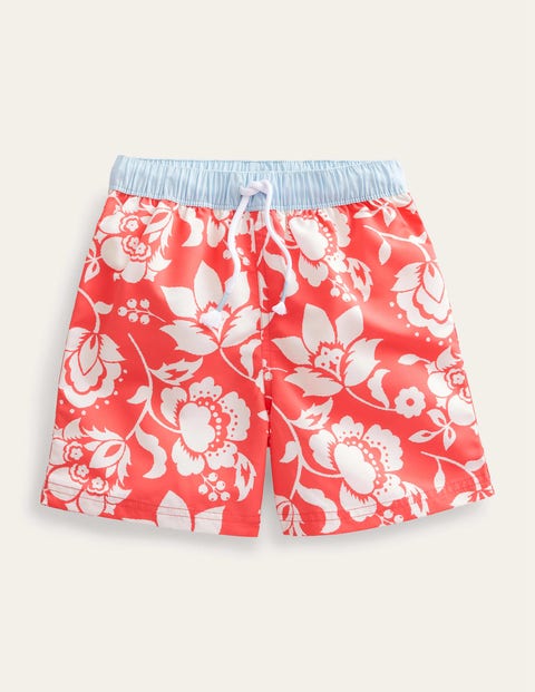 MINI BODEN SWIM SHORTS RED FLORAL BOYS BODEN