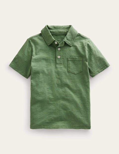 Slubbed-Jersey Polo Shirt Green Boys Boden