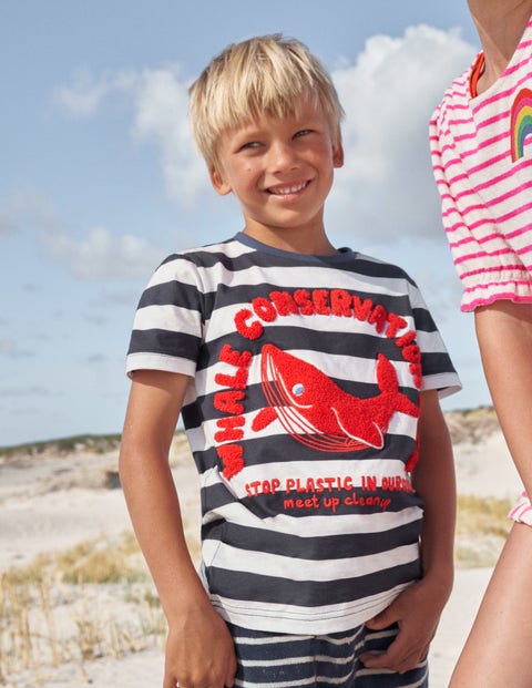 Whale Club T-shirt - Ecru Marl/Bluing Whale | Boden US