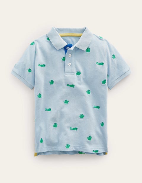 Embroidered Pique Polo Shirt Blue Boys Boden