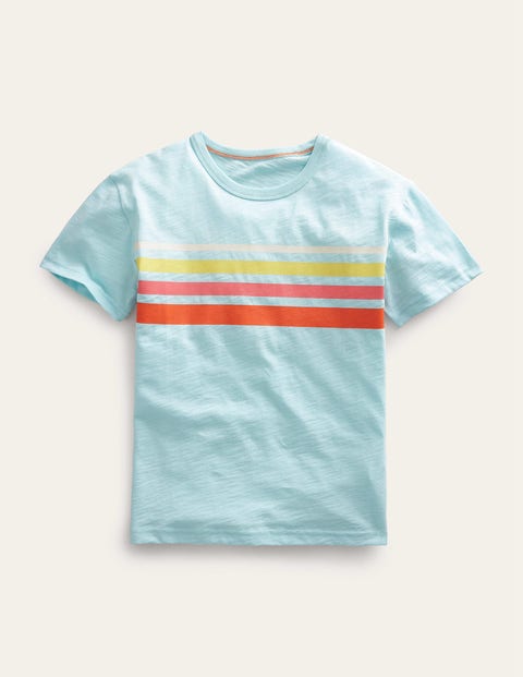 Relaxed Striped Cotton T-Shirt Blue Girls Boden